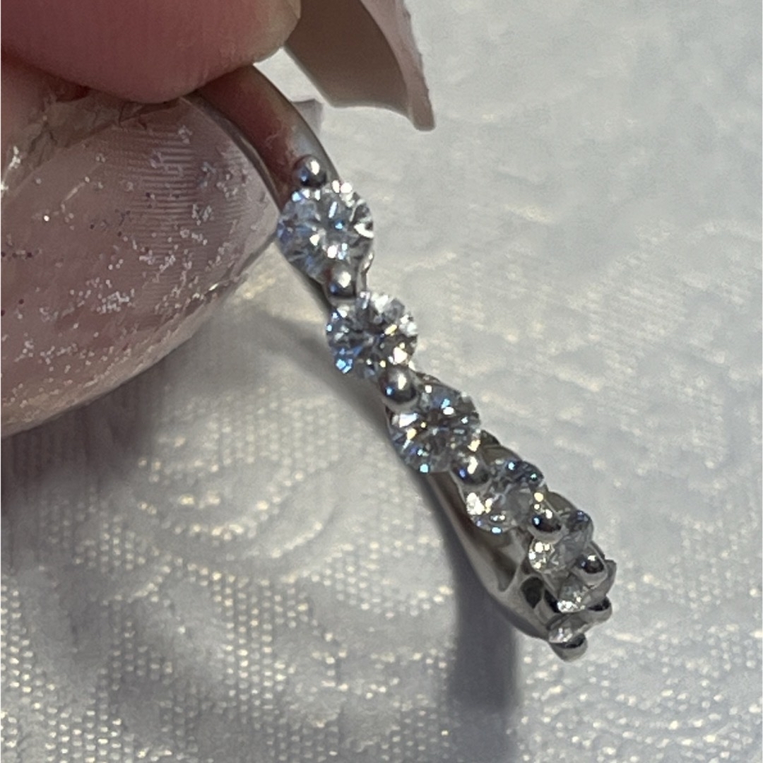 プラチナ950✨上質ダイヤエタニティ0.3ct✨ウェーブリング✨無色透明❣️ レディースのアクセサリー(リング(指輪))の商品写真