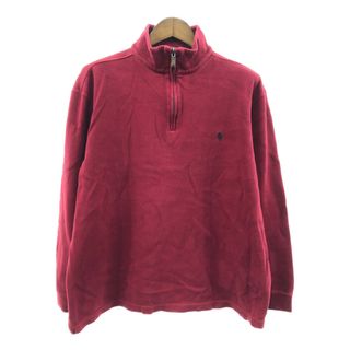 ポロラルフローレン(POLO RALPH LAUREN)の90年代 Polo by Ralph Lauren ポロ ラルフローレン ハーフジップ セーター レッド (メンズ XL) 中古 古着 P1362(ニット/セーター)