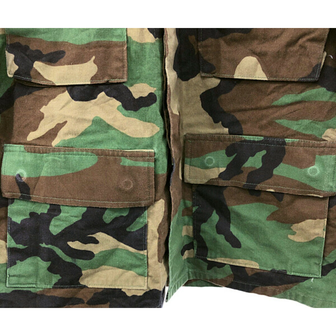 90年代  米軍実物 U.S.ARMY ウッドランドカモ BDUジャケット ミリタリー 迷彩 アウター グリーン (メンズ SMALL-X-SHORT) 中古 古着 P1393 メンズのジャケット/アウター(ミリタリージャケット)の商品写真