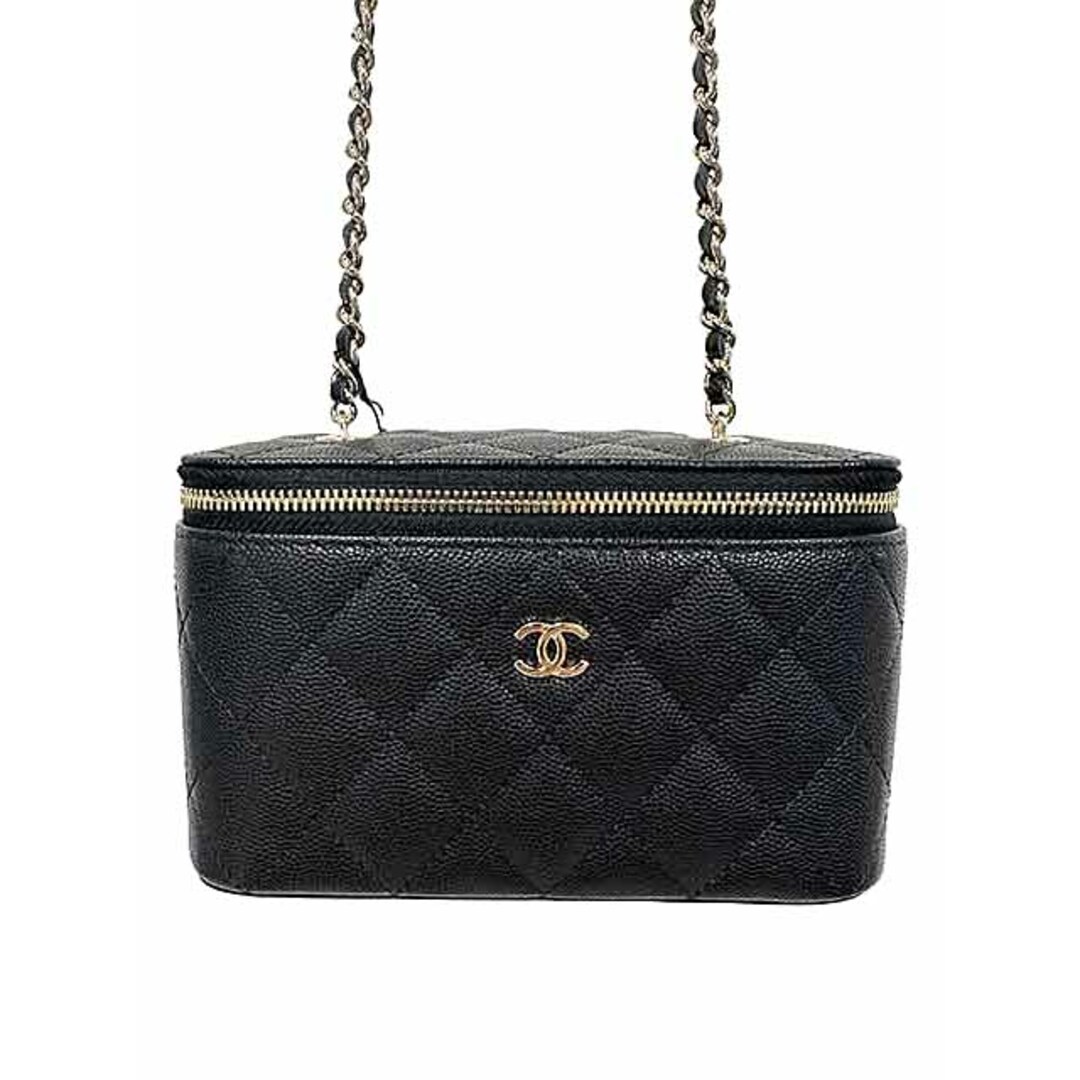 CHANEL(シャネル)の【中古】【美品】 CHANEL 　シャネル　クラシック  バッグ　スモールバニティケース　キャビアスキン ブラック　チェーンバッグ　ゴールド レディースのバッグ(メッセンジャーバッグ)の商品写真