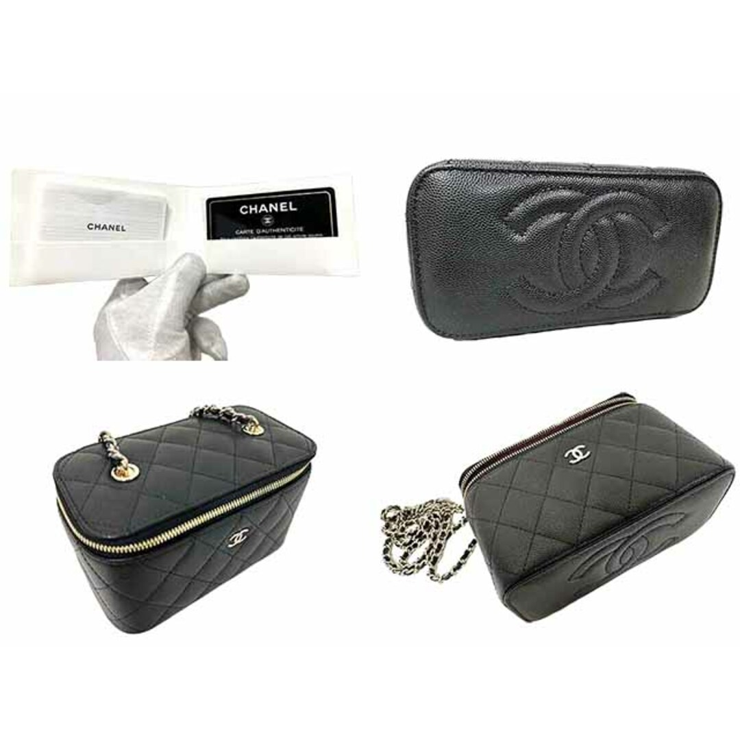 CHANEL(シャネル)の【中古】【美品】 CHANEL 　シャネル　クラシック  バッグ　スモールバニティケース　キャビアスキン ブラック　チェーンバッグ　ゴールド レディースのバッグ(メッセンジャーバッグ)の商品写真