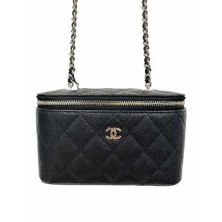 シャネル(CHANEL)の【中古】【美品】 CHANEL 　シャネル　クラシック  バッグ　スモールバニティケース　キャビアスキン ブラック　チェーンバッグ　ゴールド(メッセンジャーバッグ)