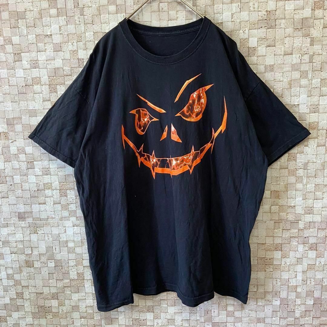 アメリカ古着 プリントTシャツ ジャックオランタン ハロウィン ブラック黒 メンズのトップス(Tシャツ/カットソー(半袖/袖なし))の商品写真