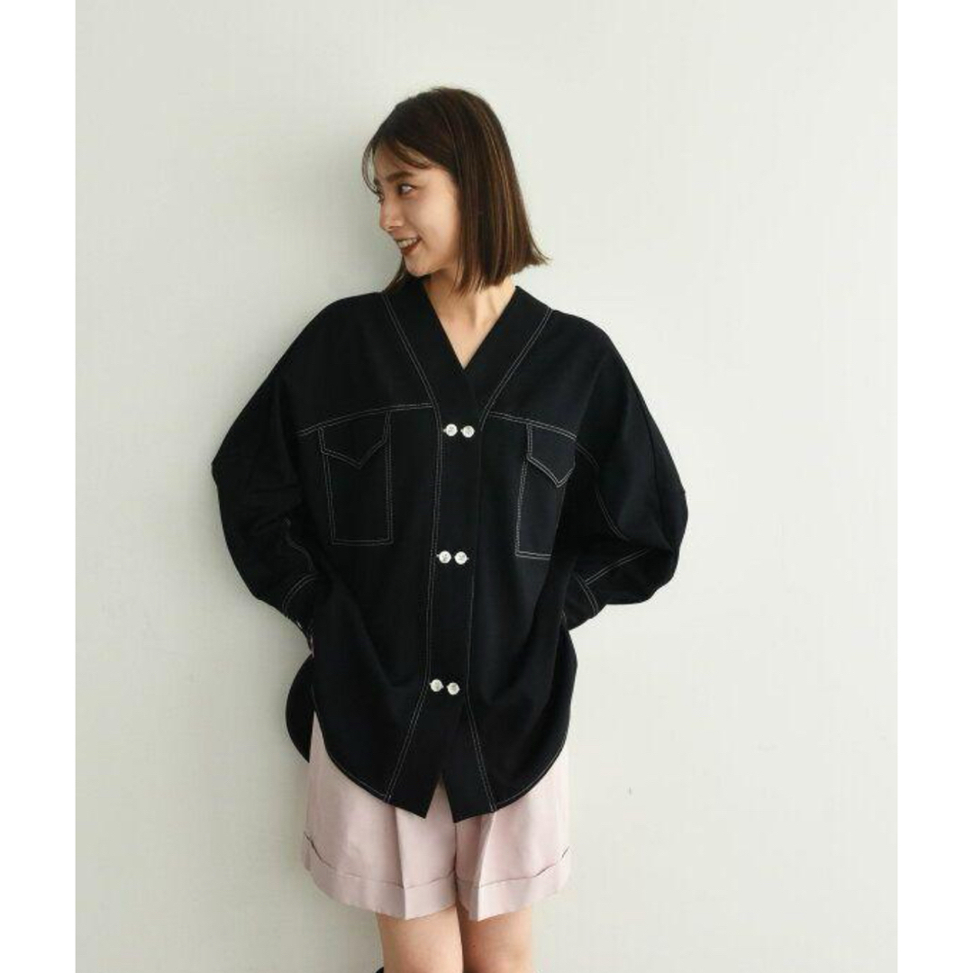 新品 cen. バイカラーステッチブルゾンシャツ トップス 新品 cen. バイカラーステッチブルゾンシャツ トップス