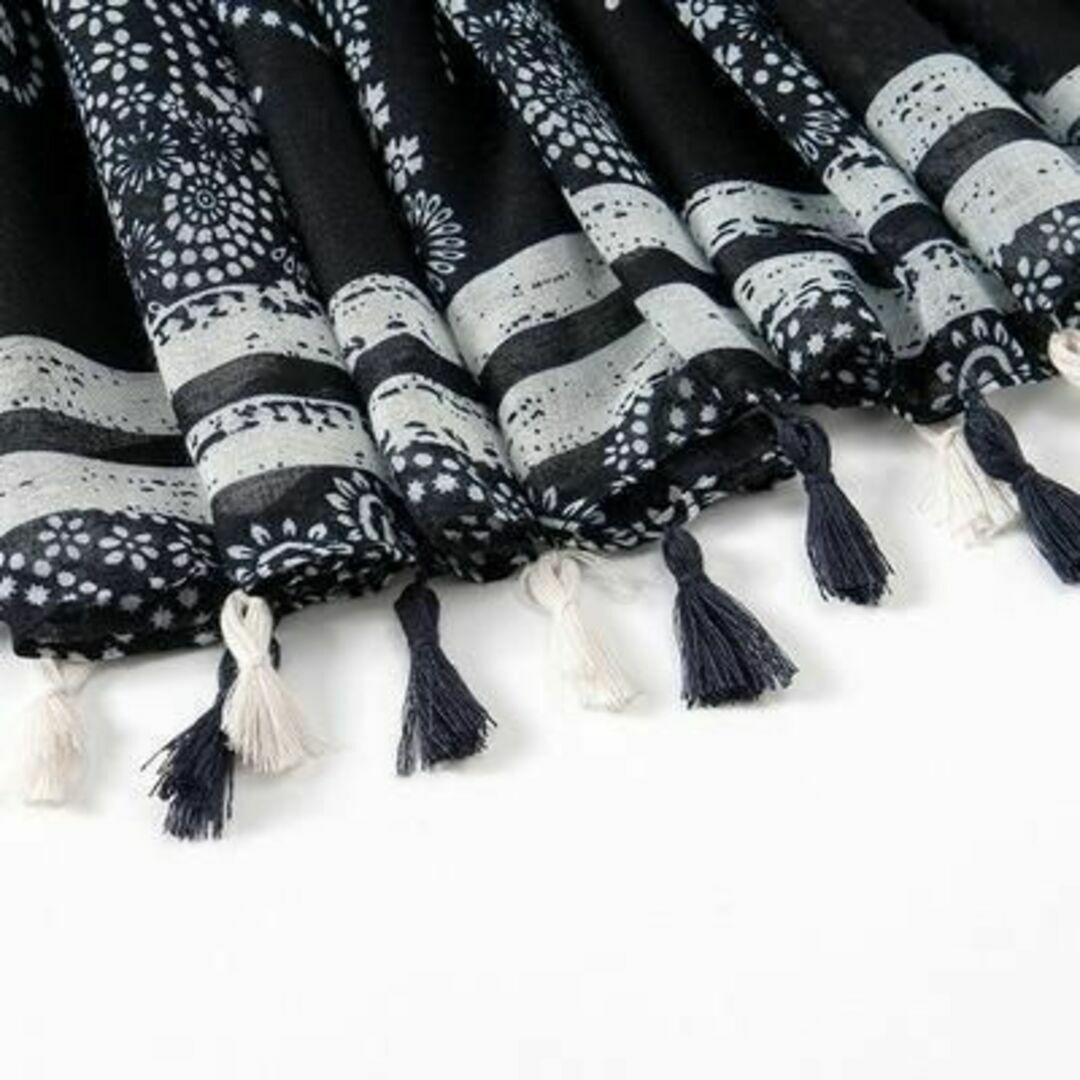 大判 ストール カシュー ブラック レディース オールシーズン レディースのファッション小物(バンダナ/スカーフ)の商品写真