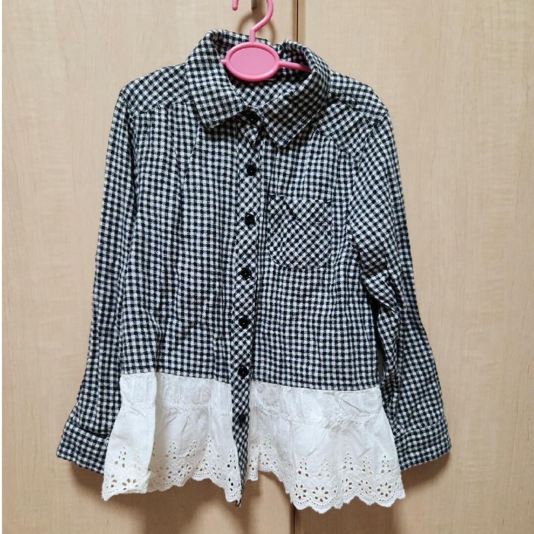 120 チェックシャツ キッズ/ベビー/マタニティのキッズ服女の子用(90cm~)(ブラウス)の商品写真