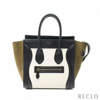 セリーヌ(celine)のラゲージ マイクロショッパー ハンドバッグ トートバッグ レザー スエード ホワイト ブラック カーキブラウン(トートバッグ)