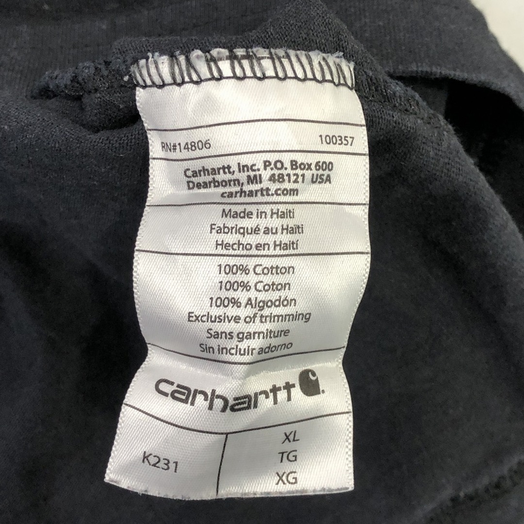 carhartt(カーハート)のCarhartt カーハート クルーネック 長袖Ｔシャツ 大きいサイズ ワーク 袖プリント オーバーサイズ ブラック (メンズ XL) 中古 古着 P1456 メンズのトップス(Tシャツ/カットソー(七分/長袖))の商品写真