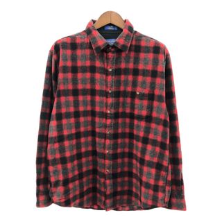 ペンドルトン(PENDLETON)のPENDLETON ペンドルトン ウール 長袖シャツ アメカジ エルボーパッチ チェック レッド (メンズ XL) 中古 古着 P1470(シャツ)