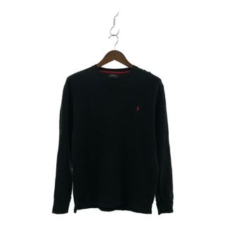 ポロラルフローレン(POLO RALPH LAUREN)のPolo by Ralph Lauren ポロ ラルフローレン ワンポイントロゴ サーマル 長袖Ｔシャツ ブラック (メンズ L) 中古 古着 P1499(Tシャツ/カットソー(七分/長袖))