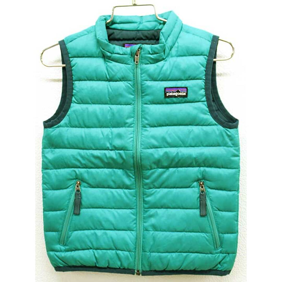 patagonia(パタゴニア)の【新規値下げ!】♪パタゴニア/Patagonia♪95cm ベビーダウンセーターベスト 青緑×緑【中古】子供服 キッズ kids 男の子 秋冬 409032 otr キッズ/ベビー/マタニティのベビー服(~85cm)(ジャケット/コート)の商品写真