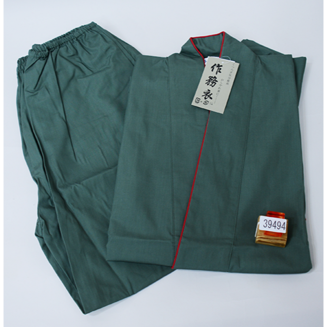 作務衣 女性用 グリーン Ｍサイズ/Lサイズ 無地 NO39494 レディースのルームウェア/パジャマ(ルームウェア)の商品写真
