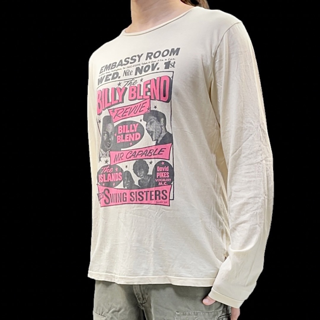 SCOTCH & SODA(スコッチアンドソーダ)の中古 SCOTCH&SODA 50年代 ロカビリー ライブ告知 チラシ風 ロンT メンズのトップス(Tシャツ/カットソー(七分/長袖))の商品写真
