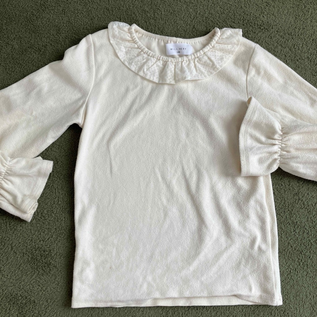WILL MERY(ウィルメリー)の襟ドットレース　白　トップス　130cm キッズ/ベビー/マタニティのキッズ服女の子用(90cm~)(Tシャツ/カットソー)の商品写真
