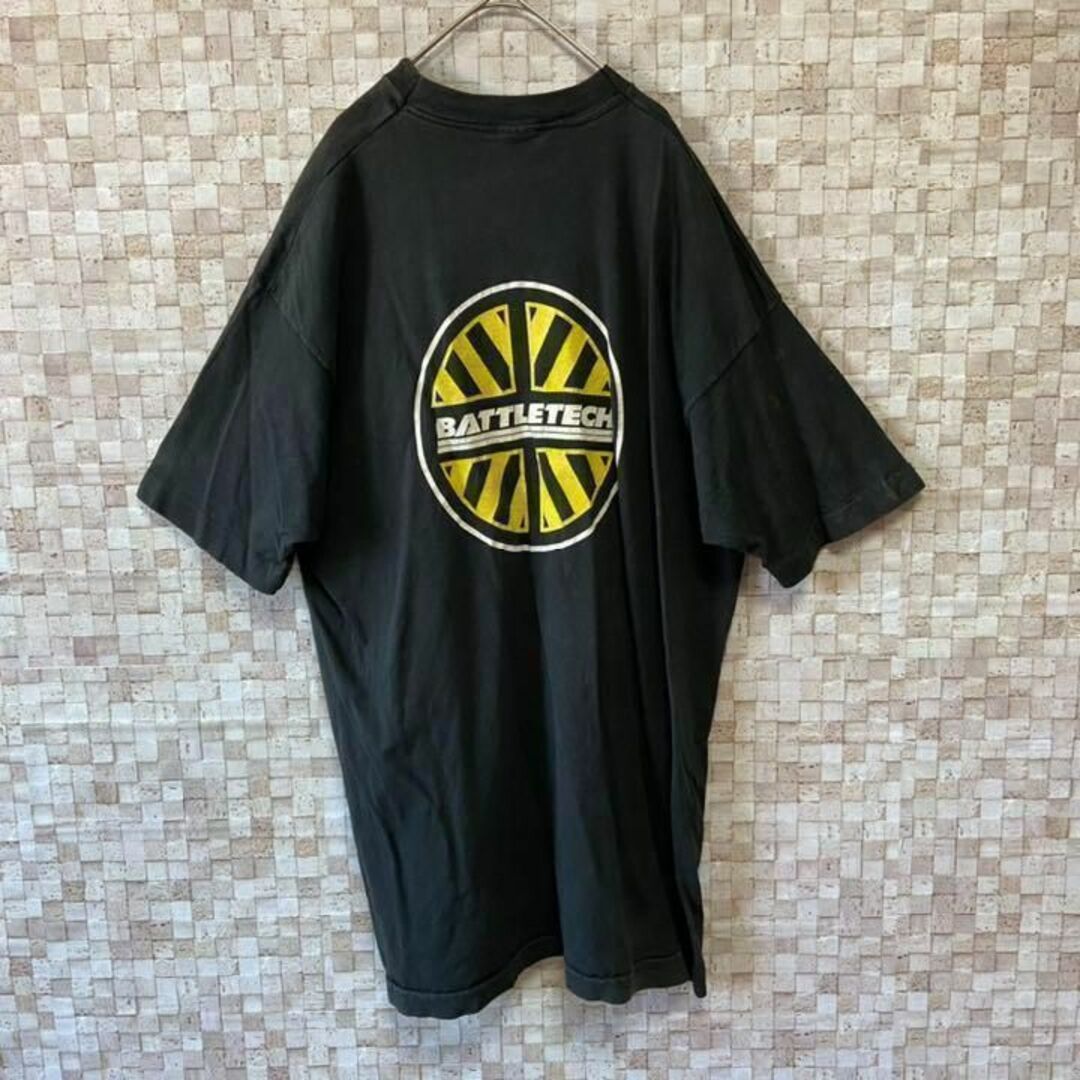 USA製古着 90s プリントTシャツ バックプリント シングルステッチ黒2XL メンズのトップス(Tシャツ/カットソー(半袖/袖なし))の商品写真