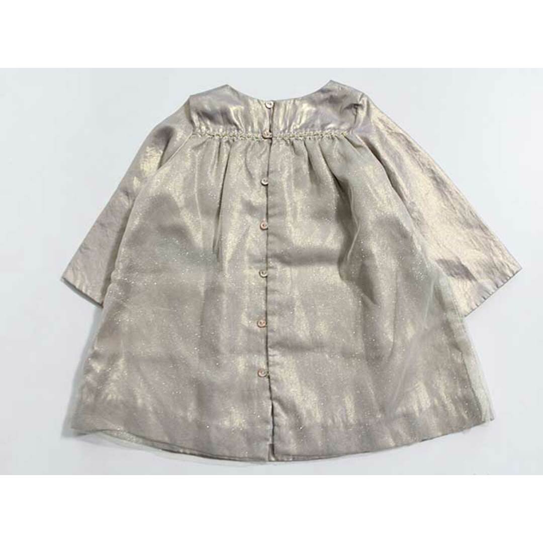 【新規値下げ!】新品 未使用品《ボンポワン/BONPOINT》81cm 長袖ワンピース ゴールド 子供服 キッズ kids ベビー服 baby 女の子 春秋 402022 onepi キッズ/ベビー/マタニティのベビー服(~85cm)(ワンピース)の商品写真