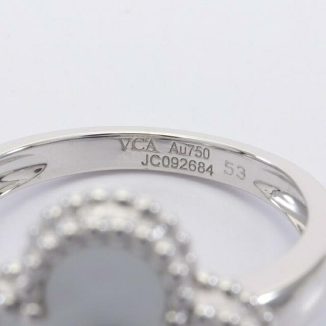 ヴィンテージ アルハンブラ リング 指輪 K18WG マザーオブパール ダイヤモンド ホワイトゴールド ホワイト125号幅