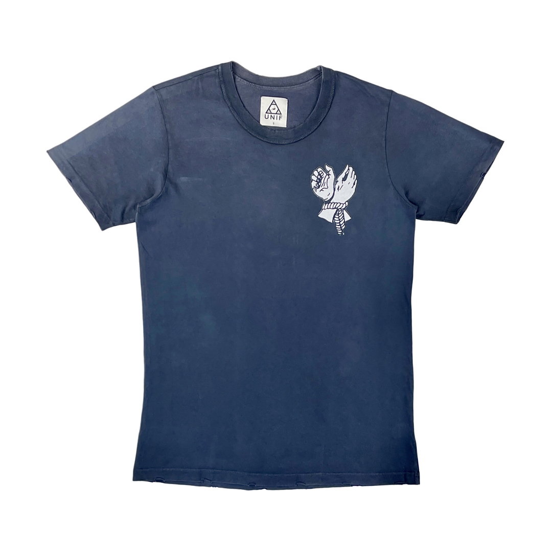 UNIF(ユニフ)の中古 UNIF ユニフ 縄 ロープ 縛り拘束 バックプリント ダメージ Tシャツ メンズのトップス(Tシャツ/カットソー(半袖/袖なし))の商品写真