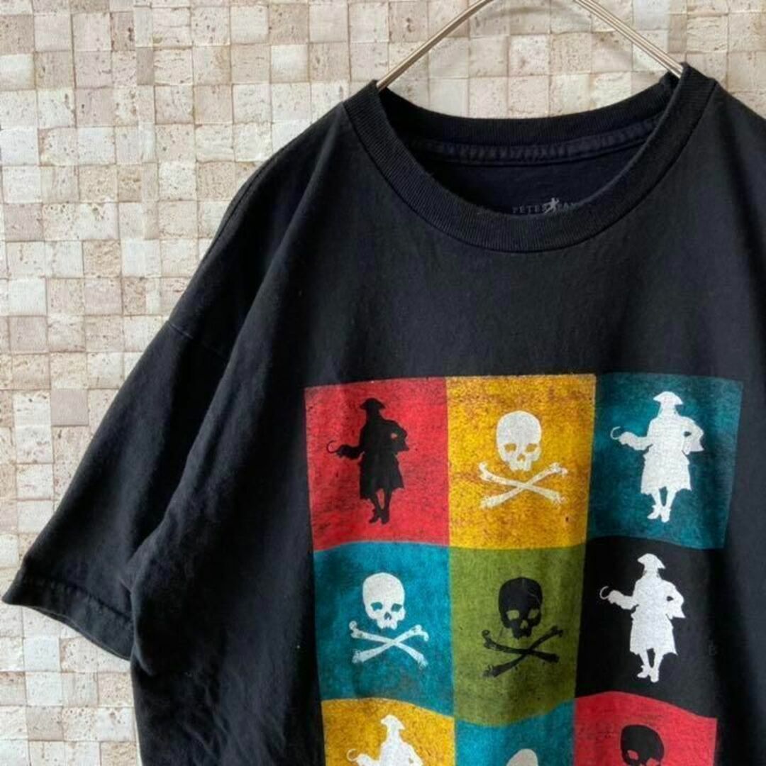 アメリカ古着 ピーターパン フック船長 プリントTシャツ ブラック黒M メンズのトップス(Tシャツ/カットソー(半袖/袖なし))の商品写真