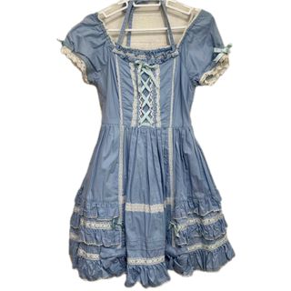 アンジェリックプリティー(Angelic Pretty)のアンジェリックプリティ　ワンピース　サックス　はしごレース　E2(ひざ丈ワンピース)