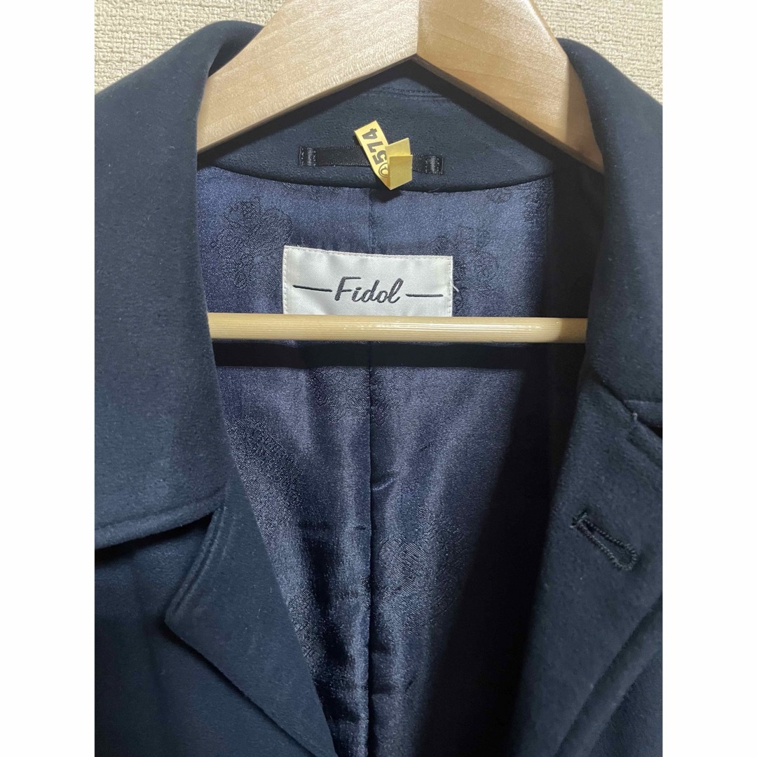 FIDOL  navy blueメンズコート　ステンカラー　ショート丈　Lサイズ メンズのジャケット/アウター(ステンカラーコート)の商品写真