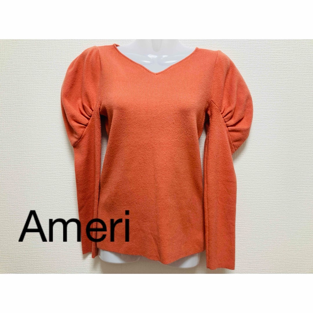 Ameri VINTAGE(アメリヴィンテージ)のAmeri アメリ　パフスリーブ デザインニット　フリーサイズ レディースのトップス(ニット/セーター)の商品写真