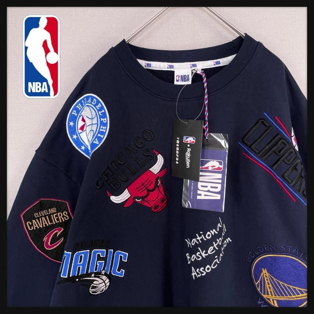 古着屋rêve【新品☆XLサイズ☆別注モデル】NBA チームワッペン刺繍 スウェット入手困難