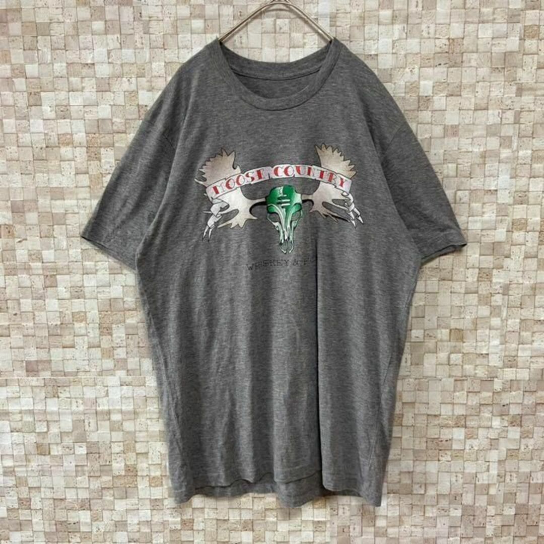 アメリカ古着 プリントtシャツ 企業プリント シカ 薄手 ダークグレー メンズのトップス(Tシャツ/カットソー(半袖/袖なし))の商品写真