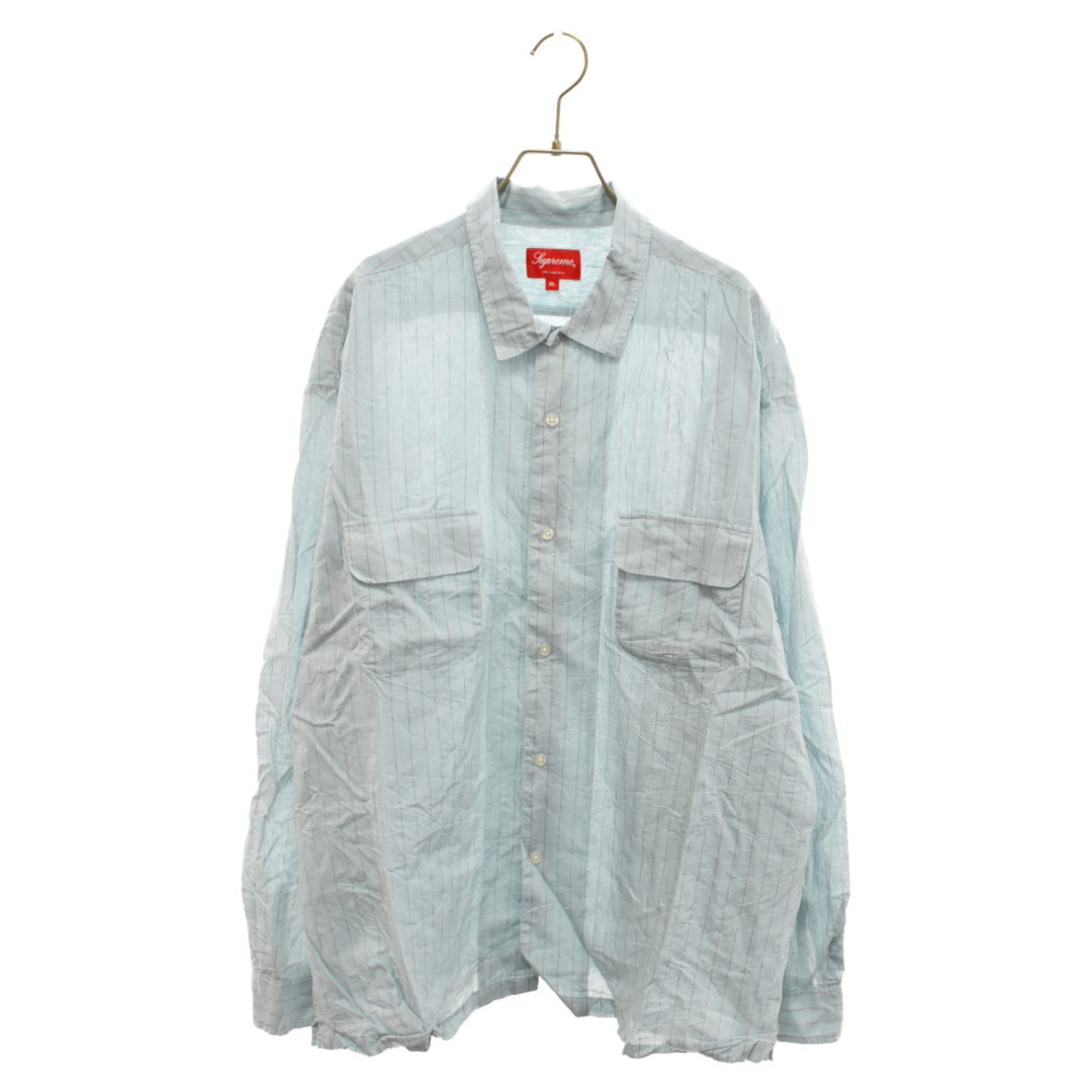 Supreme(シュプリーム)のSUPREME シュプリーム 23SS Pinstripe Linen Shirt ピンストライプ リネン 長袖シャツ ブルー メンズのトップス(シャツ)の商品写真