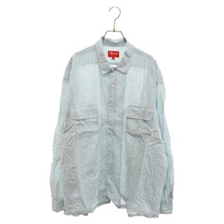 シュプリーム(Supreme)のSUPREME シュプリーム 23SS Pinstripe Linen Shirt ピンストライプ リネン 長袖シャツ ブルー(シャツ)