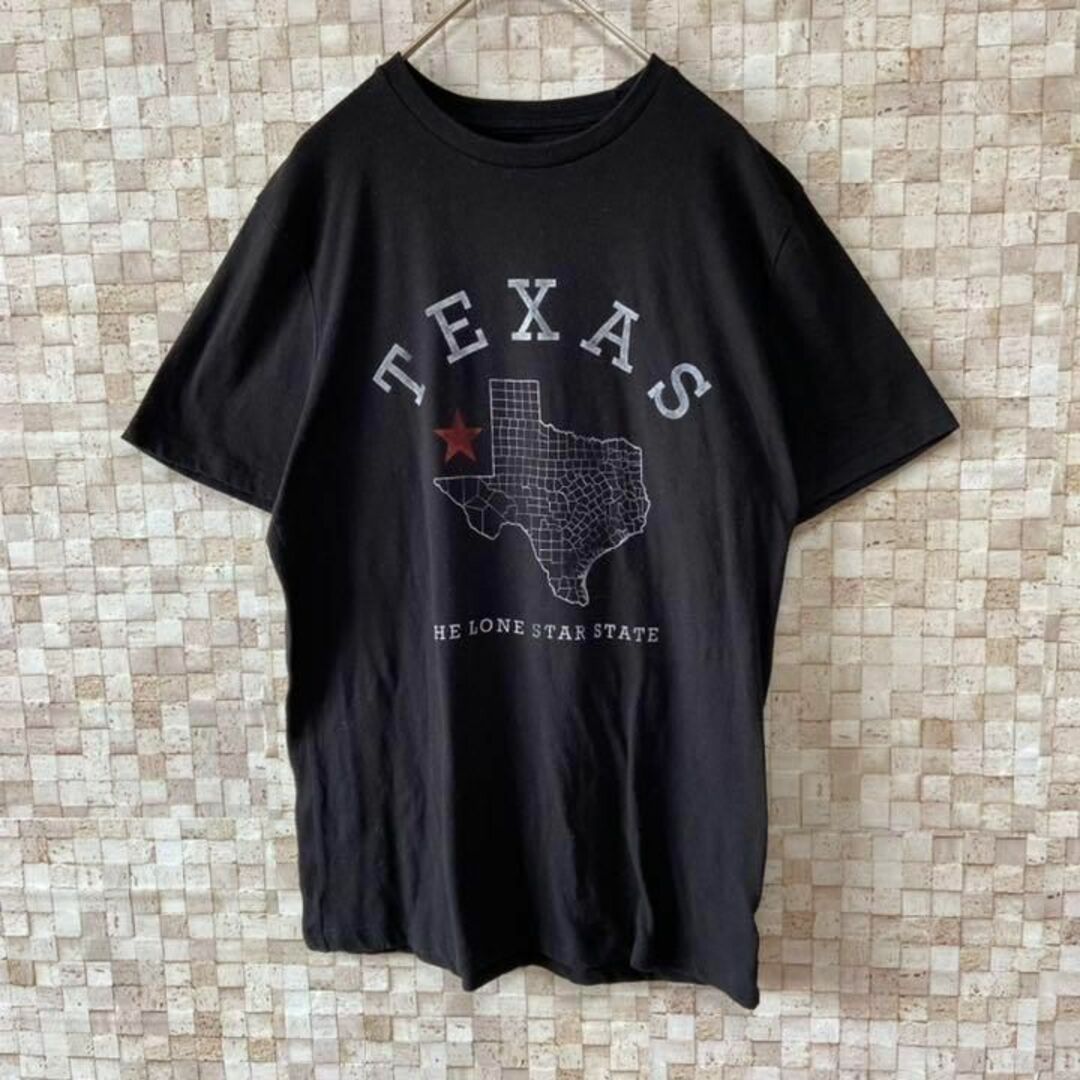 アメリカ古着 プリントTシャツ 都市プリント テキサス やや薄手 ブラック黒S メンズのトップス(Tシャツ/カットソー(半袖/袖なし))の商品写真