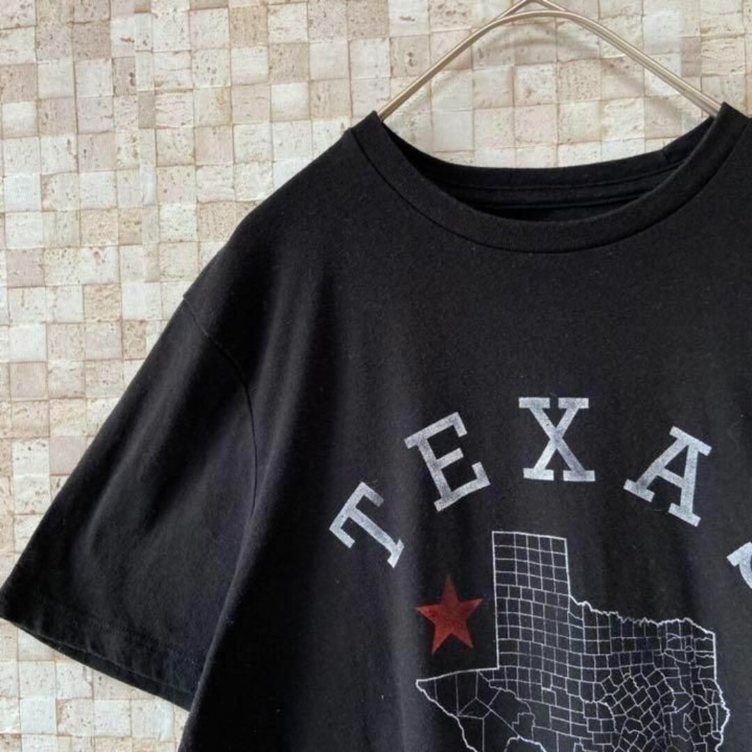 アメリカ古着 プリントTシャツ 都市プリント テキサス やや薄手 ブラック黒S メンズのトップス(Tシャツ/カットソー(半袖/袖なし))の商品写真