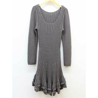 フォクシー(FOXEY)の♪FOXEY BOUTIQUE/フォクシーブティック♪セドナワンピース/30185/ニット/ミモレ丈/長袖 グレーブラウン レディース 40【中古】秋冬 400132(その他)