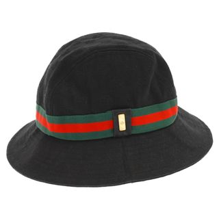 グッチ(Gucci)のGUCCI グッチ バケットハット 帽子 GG柄 シェリーライン キャンバス 黒 ブラック(ハット)