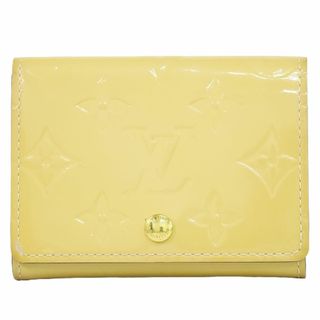 ルイヴィトン(LOUIS VUITTON)の本物 ルイヴィトン LOUIS VUITTON LV アンヴェロップ カルト ドゥ ヴィジット ヴェルニ レザー カードケース 名刺入れ ベージュ M91407 ビトン 雑貨小物 中古(名刺入れ/定期入れ)