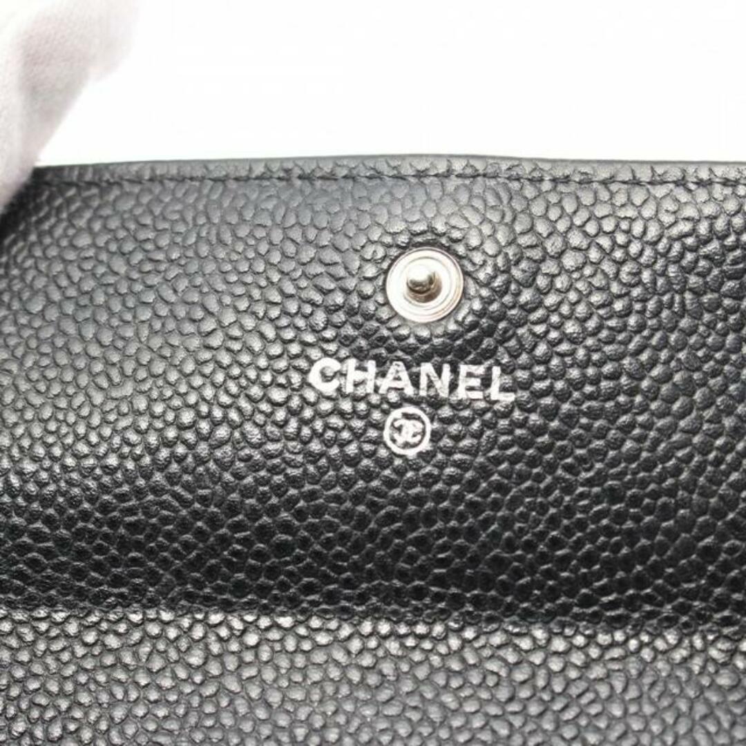 CHANEL(シャネル)のマトラッセ 二つ折り長財布 キャビアスキン ブラック シルバー金具 レディースのファッション小物(財布)の商品写真