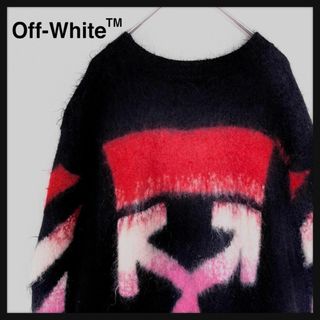 オフホワイト(OFF-WHITE)の【人気モデル☆モヘア☆Lサイズ】オフホワイト ビッグロゴニット 入手困難即完売(ニット/セーター)