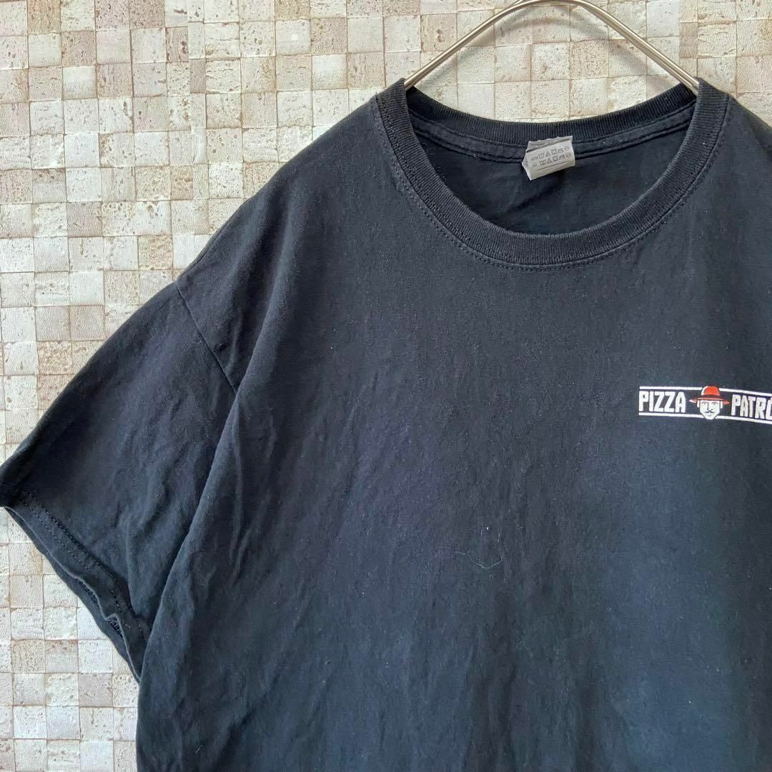 アメリカ古着 プリントTシャツ バックプリント ピザ ブラック黒 L メンズのトップス(Tシャツ/カットソー(半袖/袖なし))の商品写真