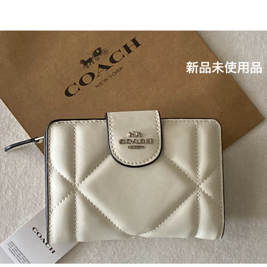 CM997【新品-未使用】コーチ COACH 女性用折り財布 ホワイトカード