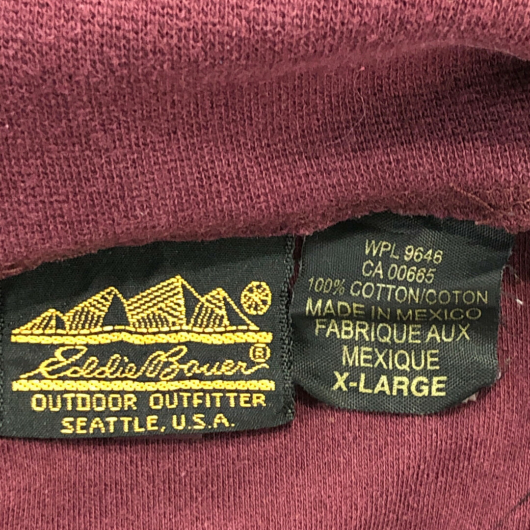 Eddie Bauer(エディーバウアー)の80年代 Eddie Bauer エディーバウアー タートルネック コットン セーター 無地 ワインレッド (メンズ X-LARGE) 中古 古着 P1528 メンズのトップス(ニット/セーター)の商品写真