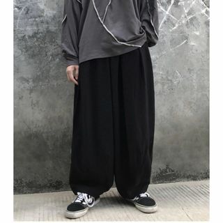 新品 未使用 ワイドパンツ レディース メンズ ブラック 000110M(サルエルパンツ)