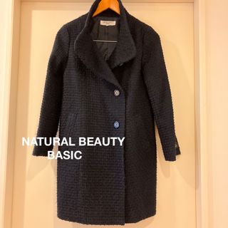 エヌナチュラルビューティーベーシック(N.Natural beauty basic)の☆ 美品　ナチュラルビューティー　コート　紺色　S サイズ　☆(チェスターコート)