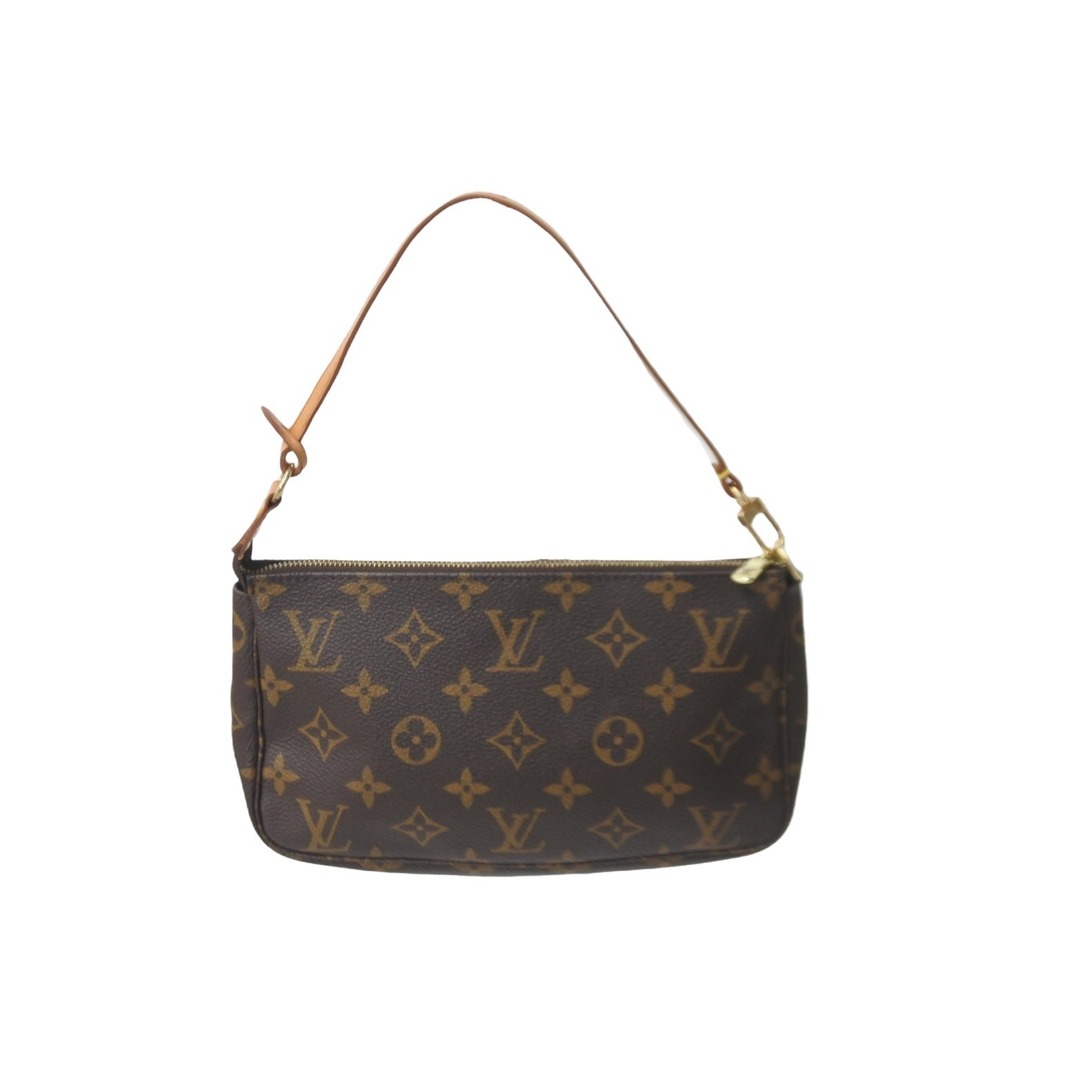 LOUIS VUITTON ルイヴィトン ポーチ M51980 ポシェット アクセソワール モノグラム ブラウン ゴールド金具 美品  57432開閉式