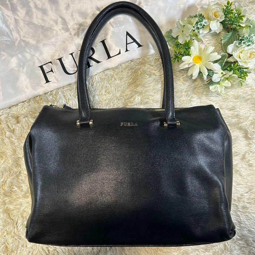 Furla(フルラ)の【美品】フルラ ロータス トートバッグ ビジネスバッグ レザー 黒 手提げ レディースのバッグ(ハンドバッグ)の商品写真