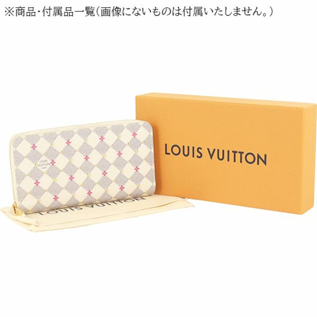 LOUIS VUITTON(ルイヴィトン)のルイヴィトン ジッピーウォレット ダミエアズール・スタッズ キャンバス カーフレザー ホワイト ピンク レディース 新品同様 18765 レディースのファッション小物(財布)の商品写真