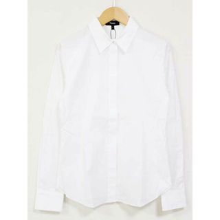 セオリー(theory)の新品未使用品☆theory /セオリー☆2022年製/Luxe Classic Fitted Shirt/ワイシャツ/シンプル/ビジネス/無地/長袖 ホワイト/白 レディース P 春夏秋冬 600132(シャツ/ブラウス(半袖/袖なし))