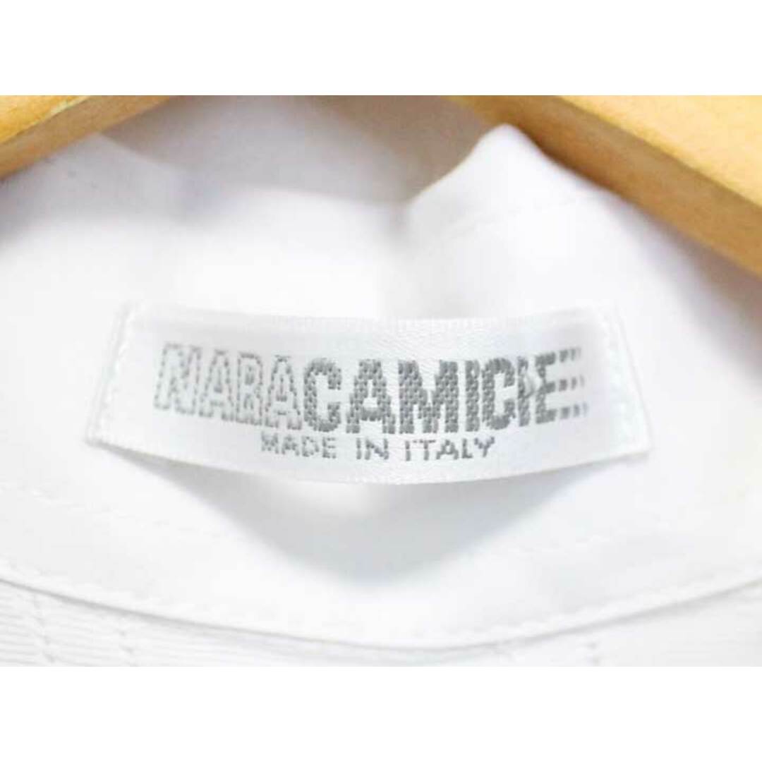 NARACAMICIE(ナラカミーチェ)の【新規値下げ】△NARACAMICIE/ナラカミーチェ△イタリアンジャージくずしダイア柄シャツ/ブラウス/長袖　ホワイト/白　レディース　0　【中古】 春夏秋冬 40112 レディースのトップス(シャツ/ブラウス(半袖/袖なし))の商品写真