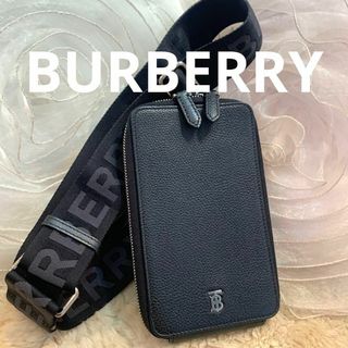 バーバリー(BURBERRY)の☆超美品☆BURBERRY フォンバッグ スマホバッグ ショルダーバッグ 黒(ショルダーバッグ)