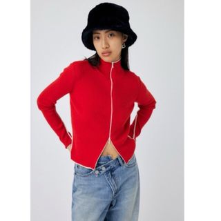 マウジー(moussy)のBI COLOR ZIP UP RIB ニット moussy(ニット/セーター)