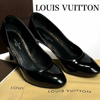 ルイヴィトン(LOUIS VUITTON)の【美品】ルイヴィトン　ヒール　サンダル　ブーツ　黒　ブラック　レザー　パンプス(ハイヒール/パンプス)